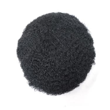 Imagem de Aplique de testa Peruca afro para homens negros, 8 "x 10", base de renda francesa completa, peças reposição cabelo humano(1B 6mm)