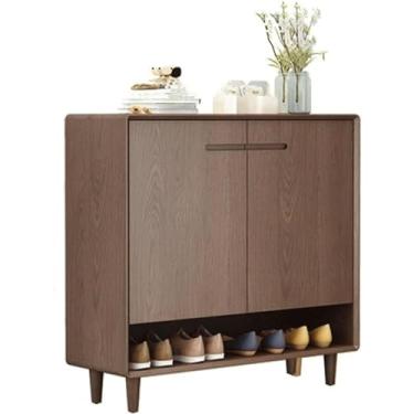 Imagem de 3FLQOOPP Sapateiras independentes de madeira maciça, armário de armazenamento independente de 5 camadas para tênis/sandálias/chinelos, sapateira com prateleiras ajustáveis Armazenamento multifuncional