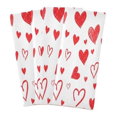 Imagem de Wassud Simple Hearts Doodle panos de prato de cozinha pacote com 4 panos de prato macios com laço para pendurar toalha de mão de secagem rápida super absorvente toalhas de chá de mesa decorativas 71 x
