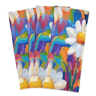 Imagem de xigua Conjunto de 6 panos de prato de cozinha White Daisies, macios e altamente absorventes de secagem rápida para limpeza de pratos e limpeza manual, 71 x 45 cm