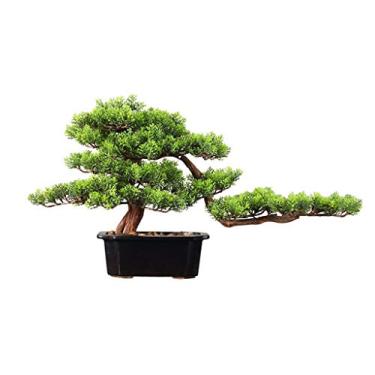 Imagem de SLGGPJBU Plantas falsas/plantas falsas para interior simulação de vaso de plantas verdes, pinheiro criativo bem-vindo, bonsai artificial, vaso de flores, decoração de árvore artificial, plantas
