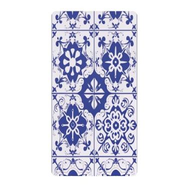 Imagem de Blueangle Lençol de berço padrão para berço infantil - Lençóis de algodão macio e respirável com azulejos espanhóis (366)