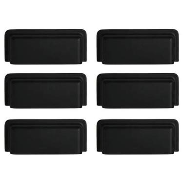 Imagem de Kit 6 Puxadores Eden 1791 Preto Fosco para Móveis Armários Gavetas Tor