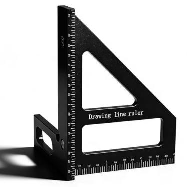 Imagem de Régua de medição multiângulo 3D, régua de triângulo de esquadria de liga de alumínio métrica de 45°/90°, ferramenta de escrita de layout de alta precisão para madeira, desenho e acessórios de serra de