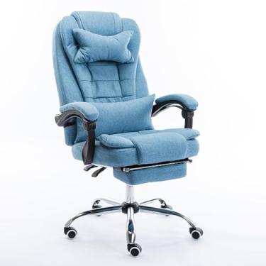 Imagem de Cadeira de escritório de tecido, cadeira de escritório para escritório em casa, cadeira executiva reclinável com encosto alto, função de inclinação acolchoada giratória, cadeiras de altura ajustável