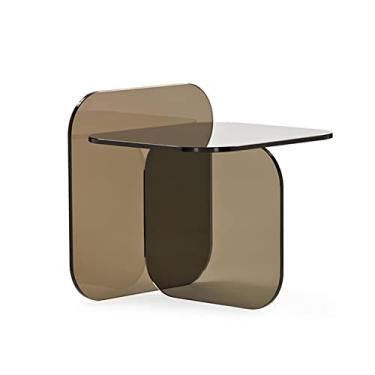 Imagem de Mesa lateral em forma de C mesa lateral para sala de estar, sofá, mesa com moldura de metal para lanche de café, mesa de canto para laptop (cor: laranja)