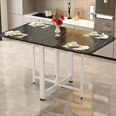 Imagem de Mesa de jantar dobrável, mesa de jantar dobrável de madeira, mesa expansível multifuncional, móveis dobráveis e extensíveis para economia de espaço, dobrável em 3 formas, para cozinha, sala de estar (