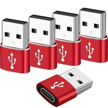 Imagem de Adaptador USB C fêmea para USB macho pacote com 5, conversor de cabo carregador tipo C para USB A, compatível com Apple Watch iPhone 16 15 14 13 12 Pro Max, AirPods Ultra 8 9 Samsung Galaxy S23 S24