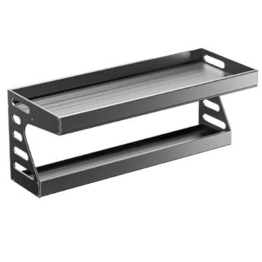 Imagem de Rack organizador de especiarias organizador de especiarias suporte de parede organizador de especiarias prateleira de alumínio de 2 camadas rack de armazenamento de cozinha organizador de pote de