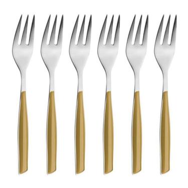 Imagem de JOGO DE 6 GARFOS BUGATTI PARA SOBREMESA DOURADO GLAMOUR GLDR-02117