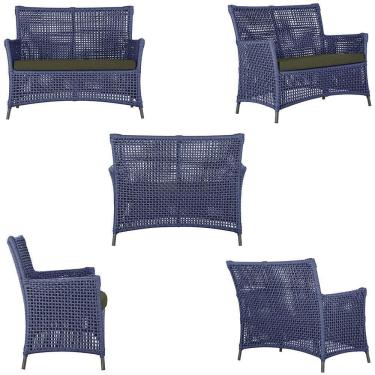 Imagem de 1 Sofá área Externa Igapó Alumínio Preta Corda Náutica E13 Azul