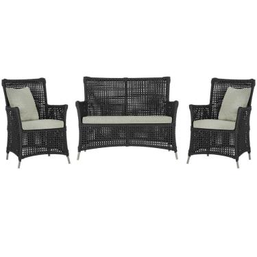 Imagem de Jogo Sofá E 2 Poltronas Igapó Alumínio Fendi E3 Trama Preto