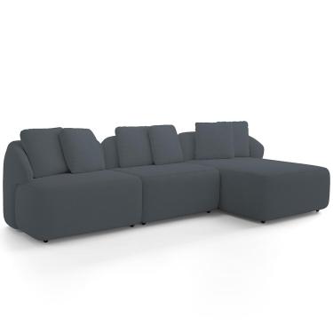 Imagem de Sofá 4 Lugares com Chaise Direito Sala Living 294cm Arlo F04  Bouclê Grafite - Lyam Decor