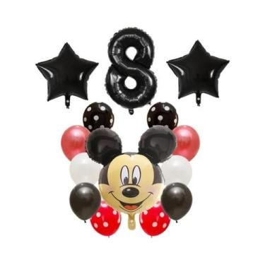 Imagem de Balões Mickey E Minnie Mouse 14pcs Balões De Número Em Folha De Látex 