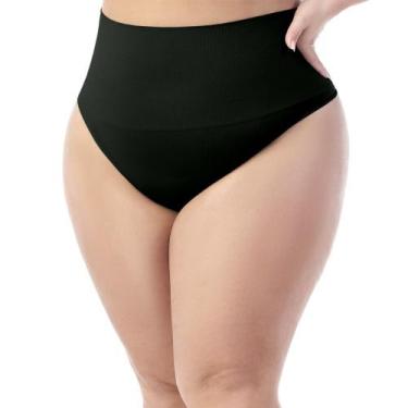 Imagem de Calcinha Fio Dental Plus Modeladora sem Costura Preto Zee Rucci, G3