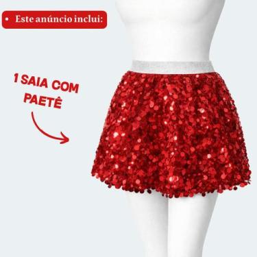 Imagem de Saia Curta De Paetê Brilhante Carnaval Com Cintura Elástica Desenho do