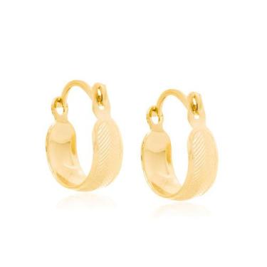 Imagem de Brinco Argola Com Detalhes Em Alto Relevo. - Rommanel Cor:Dourado, Dou