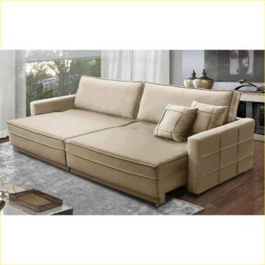 Imagem de Sofá Cama Retrátil e Reclinável 2,50m com Molas Karina Veludo Rover & 