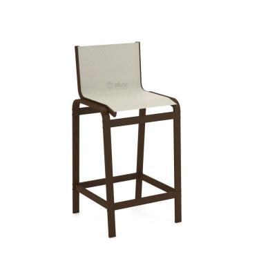 Imagem de Banqueta Alta Bancada Alumínio Marrom Tela Bege