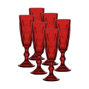 Imagem de Taças Champanhe Diamond Rubi 170 Ml Jogo 6 Unidades Vermelho - Lanty