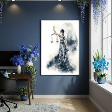 Imagem de Quadro Decor Mulher Justiça Desenho 70X50Cm Mold Branca - Quadros On-L