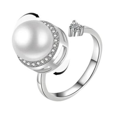 Imagem de Anel Giratório De Cobre Com Cristais Em Formato De Flor, Estrela E Lua