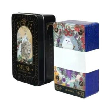 Imagem de Baralho De Tarot Manara Com Borda Dourada 78 Cartas Em Caixa De Lata J