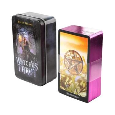 Imagem de Baralho De Tarot Manara Com Borda Dourada 78 Cartas Em Caixa De Lata J