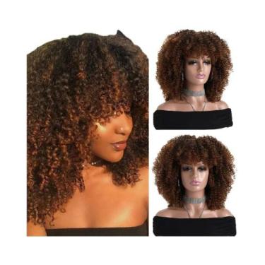 Imagem de Peruca Sintética Curta Gradiente Marrom De 16 Polegadas, Castanho Clar