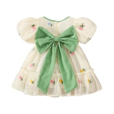 Imagem de Vestido De Aniversário De Verão Para Menina Com Bordado De Flores Em C