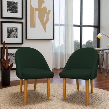 Imagem de Kit 02 Cadeiras Decorativa Estofada Para Sala Recepção Cozinha Lua Star Veludo Verde Do Lar Móveis E Decoração