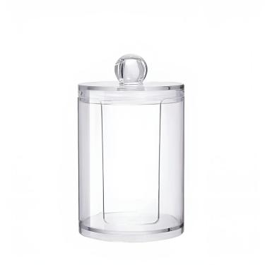 Imagem de Porta Algodão Cotonete Transparente Tampa - Organizador De Maquiagem E Itens De Beleza Em Acrílico Transparente