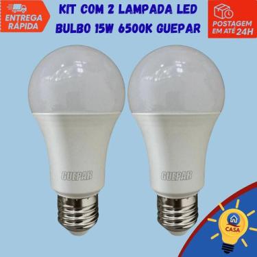 Imagem de Lâmpada LED Bulbo 15W Bivolt 6500K  Guepar Kit com 2 unidades