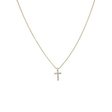 Imagem de Colar Cruz com Zircônia Banhado a Ouro 18k - Semijoia Hipoalergênica -