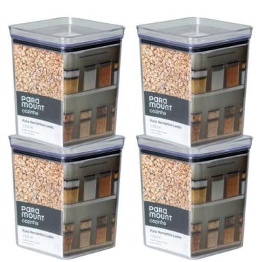 Imagem de 4 Pote Hermético Multiuso Lumini Quadrado Paramount 1700 ml - Paramoun