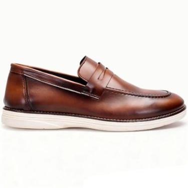 Imagem de Mocassim Social Masculino Penny Loafer Casual Café Calce Fácil Conforto Clássico Havana-Masculino
