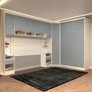 Imagem de Guarda Roupa Queen Modulado Cp07 Taiga Branco/Grey L01 - Mpozenato