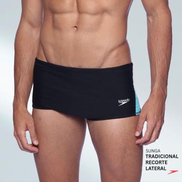 Imagem de Sunga Tradicional com Recorte Lateral Speedo - Verde Acqua Preto-Masculino