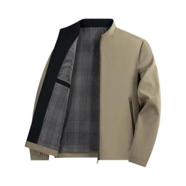 Imagem de Jaqueta Casual Masculina Slim Fit De Cor Sólida Com Zíper Completo Par