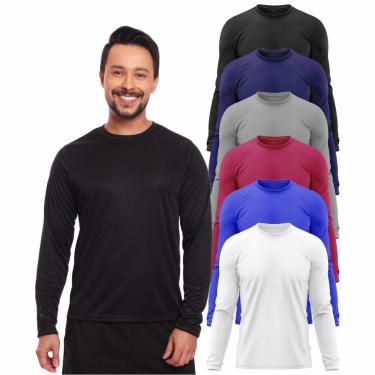 Imagem de Kit 6 Camisas Segunda Pele Proteção Solar Uv Térmica Corrida Bike-Masculino