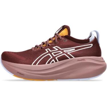 Imagem de ASICS Tênis feminino Gel-Nimbus 27 Trail, Banho natural/planeta vermelho escuro, 42