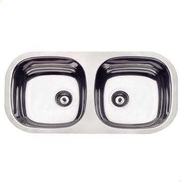 Imagem de Cuba Tramontina Isis 2C 34 BL Perfecta em Aço Inox Polido 72x34 cm com Válvula 3 1/2" 94061407