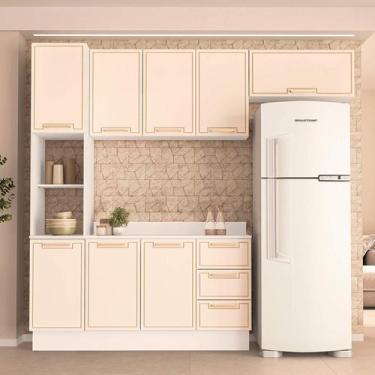 Imagem de Armário de Cozinha Modulada Completa 4 Peças 200cm Com Tampo 100% MDF 