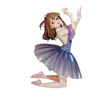 Imagem de Estatueta de bailarina de balé, pose elegante, 18 cm, PVC, cinza, roxo