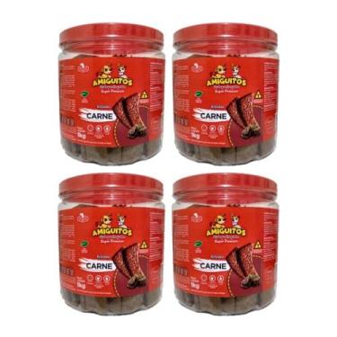 Imagem de Bifinho para Cães Super Premium Sabor Carne Pote 1Kg Kit com 4 Unidade