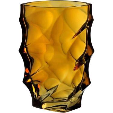 Imagem de Vaso Decorativo Enfeite Casa Ondas Home&co Vidro 19x12x12cm âmbar - HO