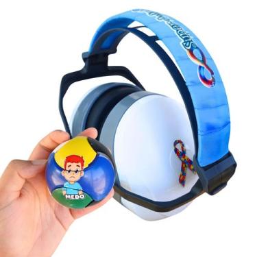 Imagem de Abafador Super Autista de 26 DB Branco arco Azul + Quebra-cabeça Bola 