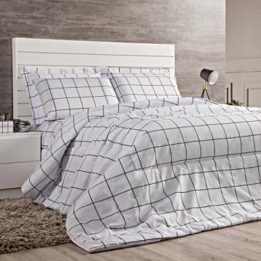 Imagem de Enxoval Edredom + Jogo de Cama Atual Quadriculado Queen 6 Peças Percal
