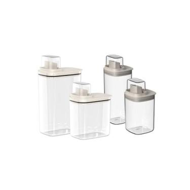 Imagem de Kit 4 dispenser para amaciante e sabão líquido flow - Ou, Bege