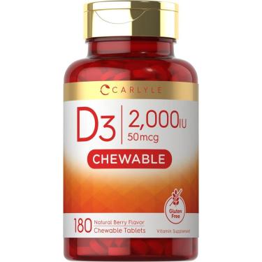 Imagem de Suplemento Carlyle de vitamina D3 mastigável 2000 UI (50mcg) x180-Unissex